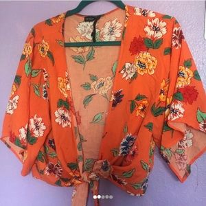 Cotton On Orange Floral Wrap Top!